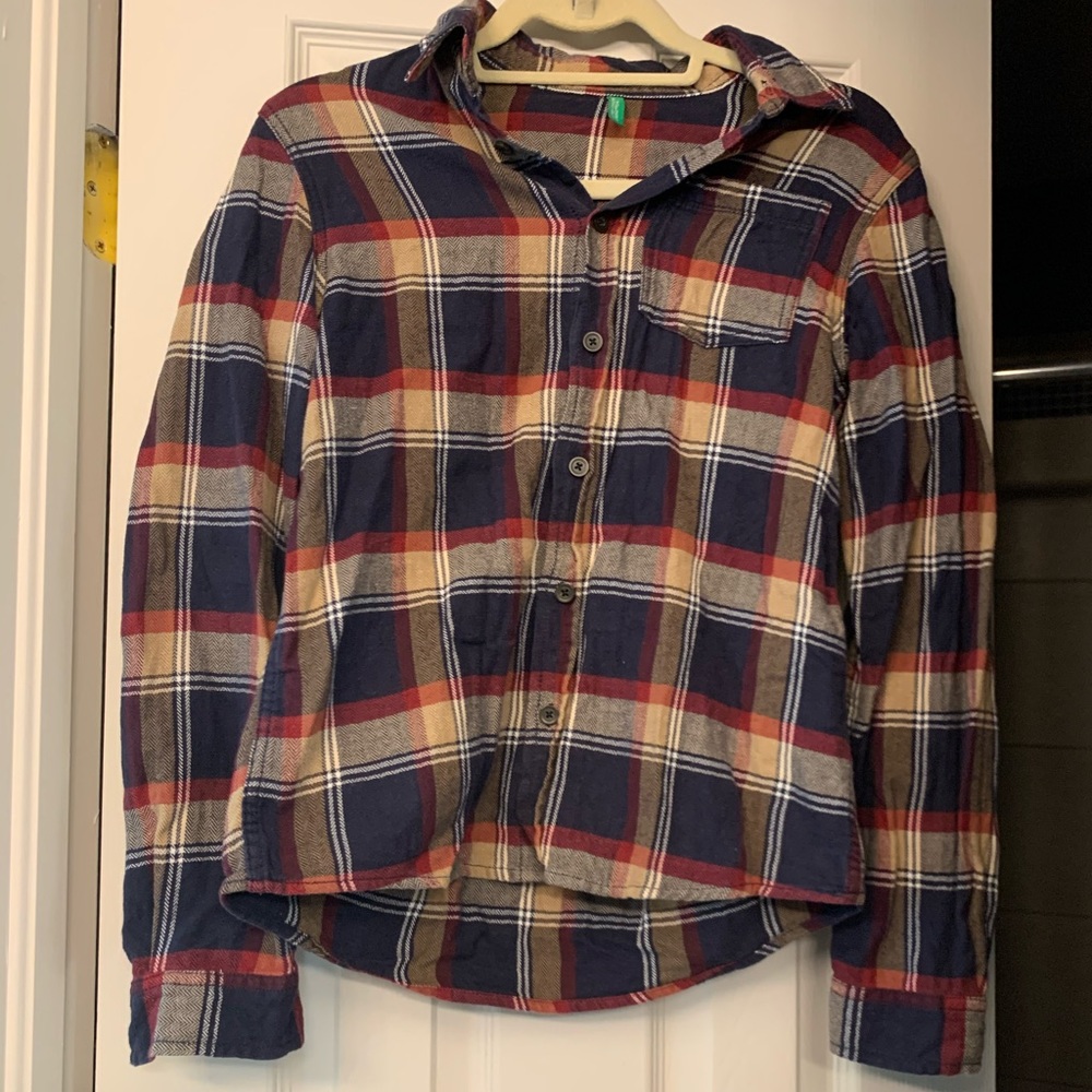 Gold, burgundy and navy Flannel